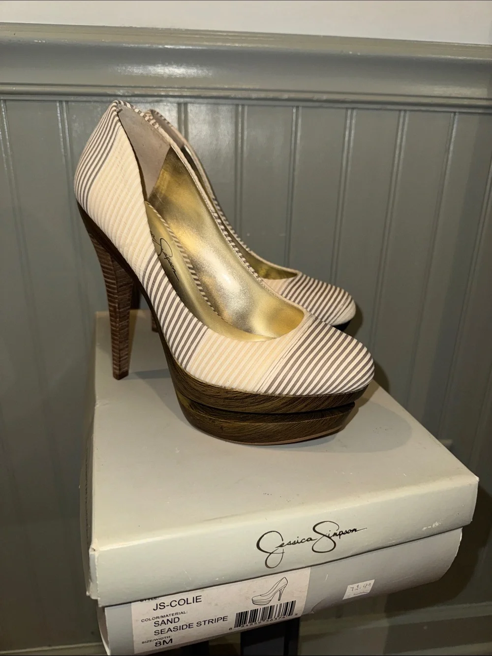 Jessica Simpson Colie Sand Striped Platform‎ Heel - Size 8.